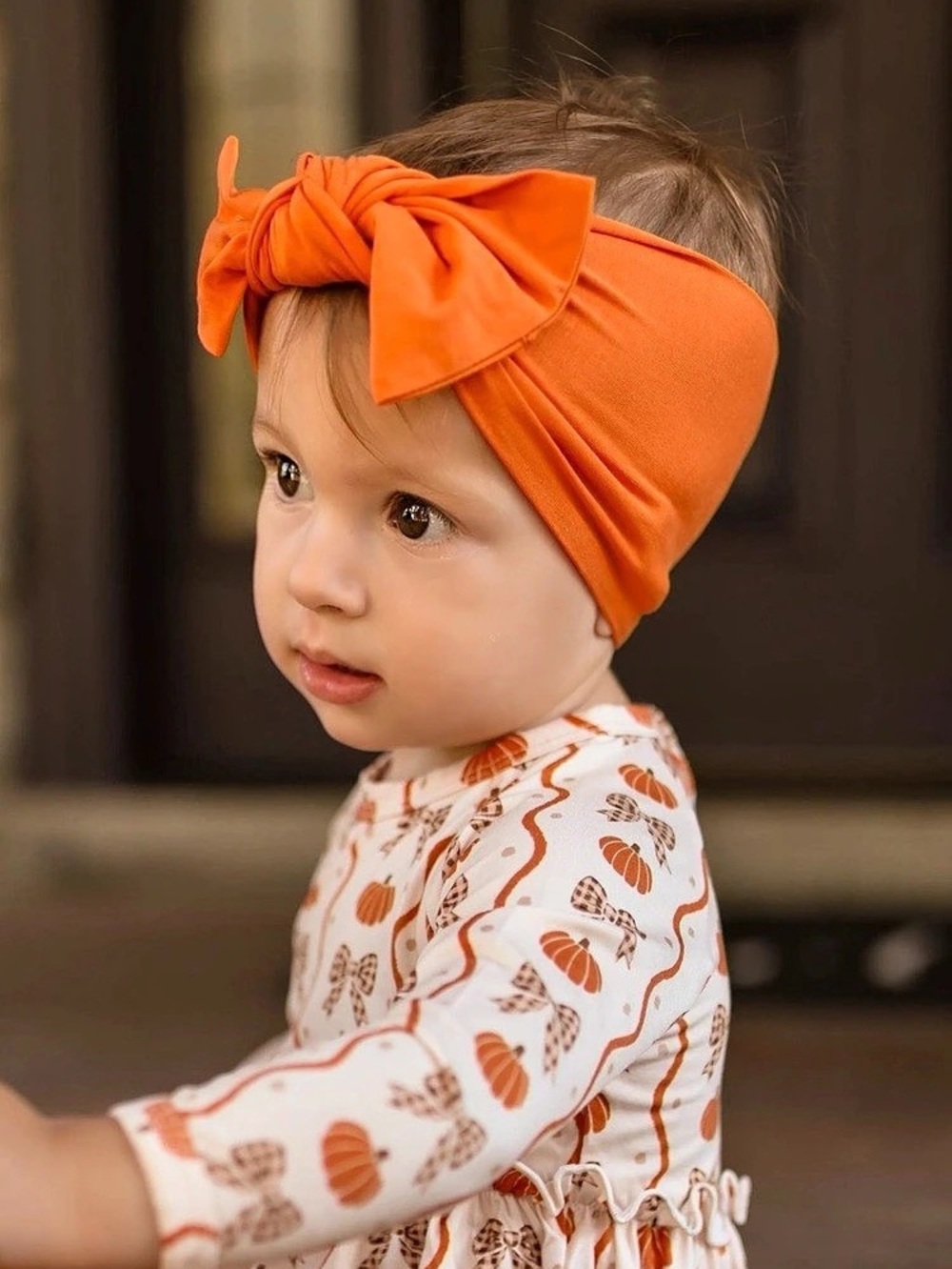 SILKS Knotted Bow Headband Orange Baby 6-12M